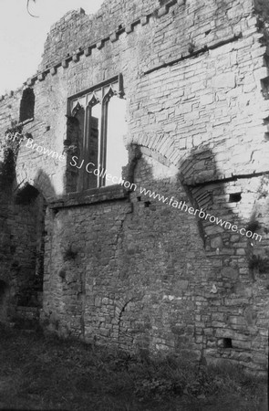 ABBEY REMAINS OF CHURCH S.WALL BLOCKED ARCHES INSERTED WINDOW FROM CLOISTER GARTH